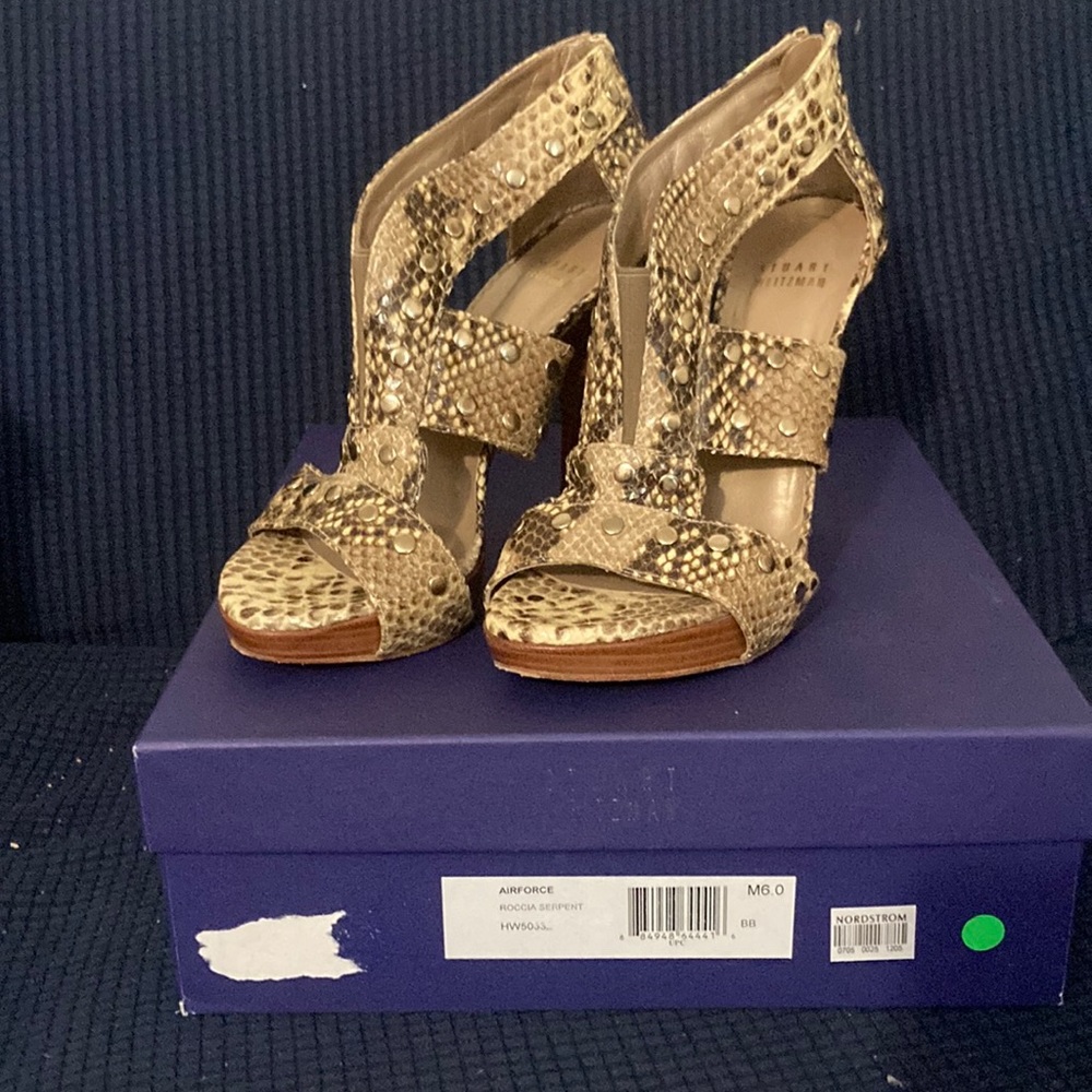 Stuart Weitzman Slip On Serpent Heels